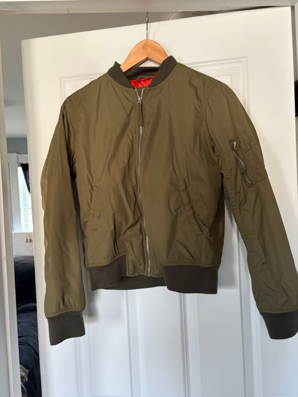 Women Olive Bomber Jacket -GAP